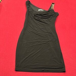Calvin Klein Black One-Shoulder Chain Strap Dress